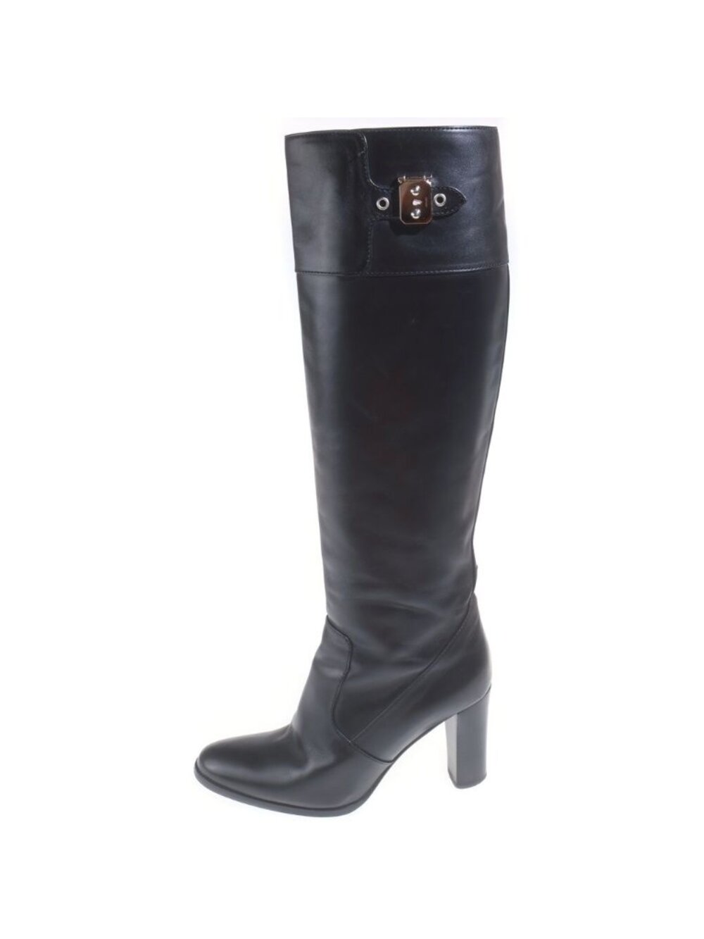 Hermes Sac A Depeches Leather Long Boots Black